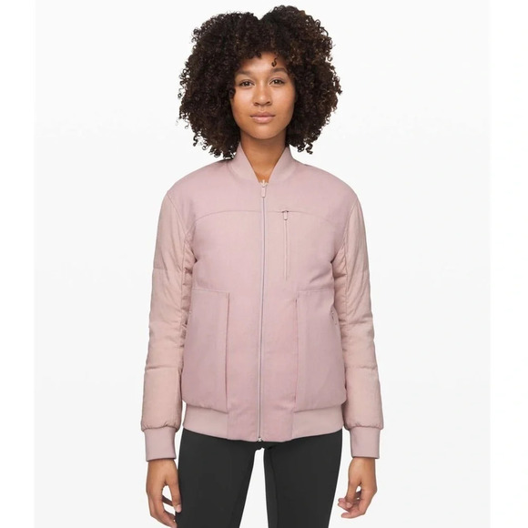Lululemon Roam Far Wool Bomber Jacket Porcelain Pink - Picture 1 of 15